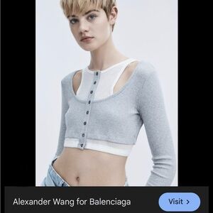 Alexander Wang Cropped Light Gray Button Front Shrug size XS cotton Balenciaga